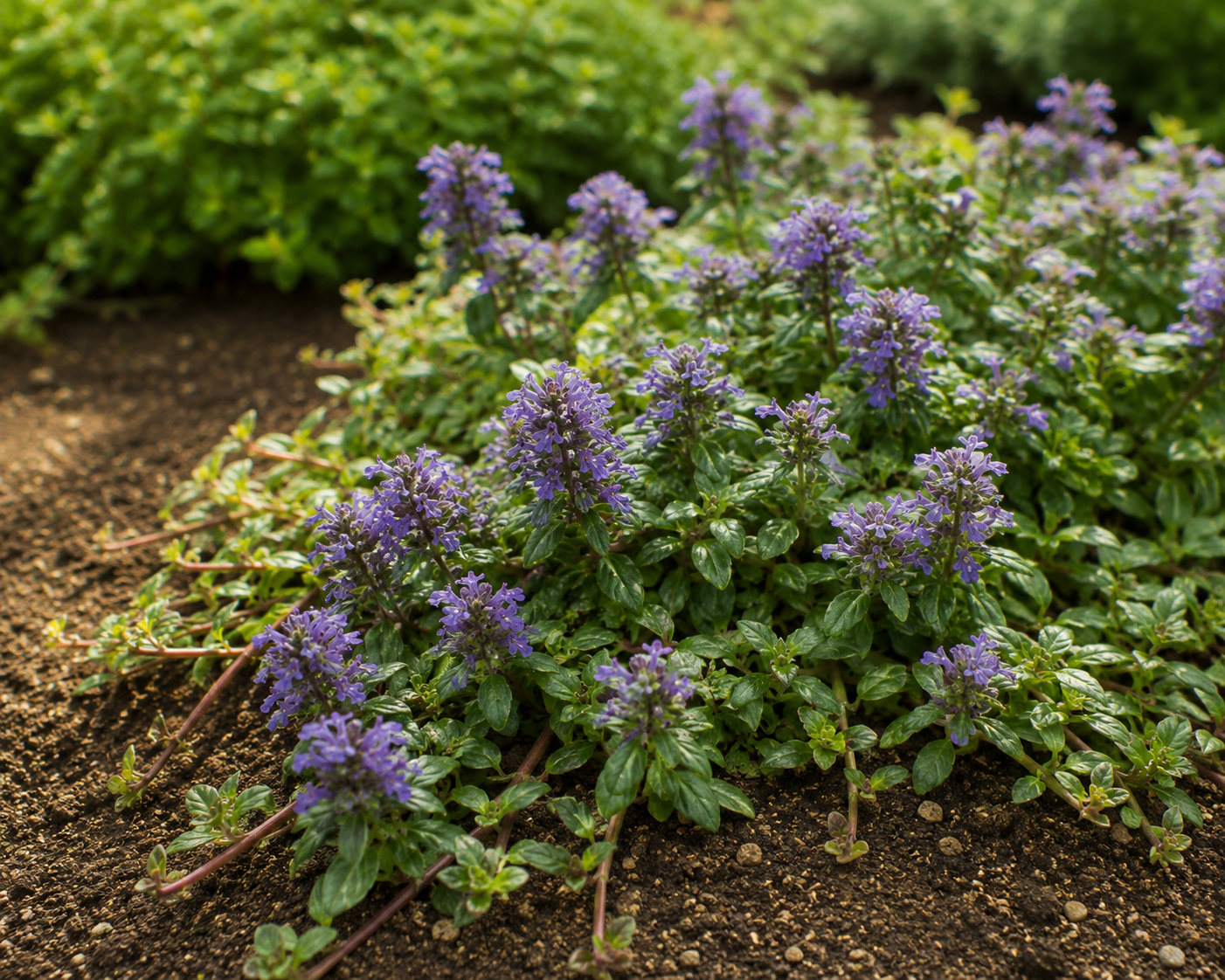 筋骨草（Ajuga decumbens）の開花群落